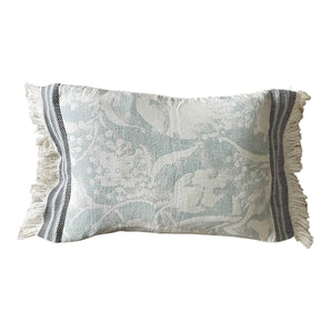 Kissenhülle Flower-Fransli Mint Offwhite - 30 x 50 cm