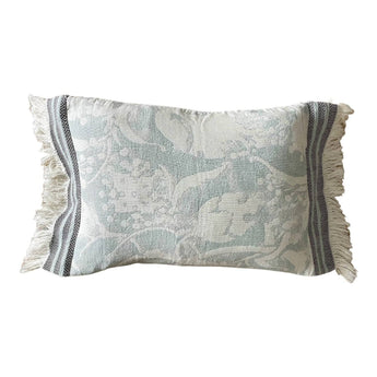 Kissenhülle Flower-Fransli Mint Offwhite - 30 x 50 cm
