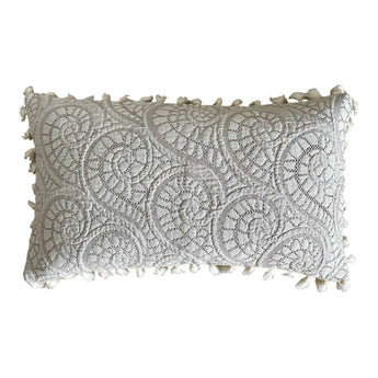 Kissenhülle Jacquard Farni mit Quasten - Beige-Taupe - 30 x 50 cm
