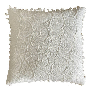 Kissenhülle Jacquard Farni mit Quasten - Offwhite - 50 x 50 cm