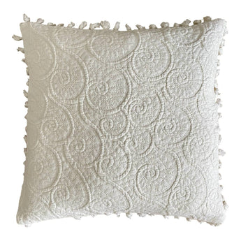 Kissenhülle Jacquard Farni mit Quasten - Offwhite - 50 x 50 cm