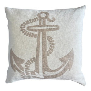 Kissenhülle Chenille offwhite - Anker taupe - 49 x 49 cm