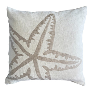 Kissenhülle Chenille offwhite - Seestern taupe - 49 x 49 cm