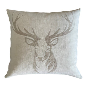 Kissenhülle Chenille offwhite - Hirsch taupe - 49 x 49 cm