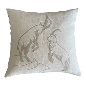 Kissenhülle Chenille offwhite - Steinbock taupe - 49 x 49 cm