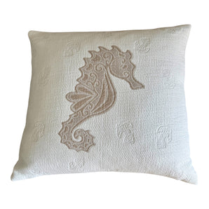 Kissenhülle Seepferdchen - Anker - weiss-beige - 50 x 50 cm