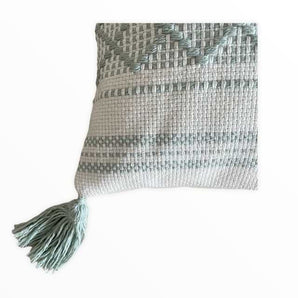 Kissen Boho Style mintgrün offwhite mit Quasten (inkl. Inlett) 30 x 50 cm