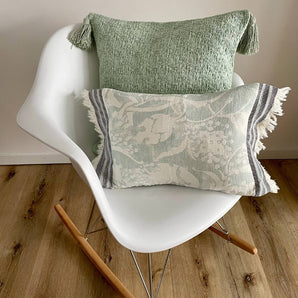 Kissenhülle Flower-Fransli Mint Offwhite - 30 x 50 cm