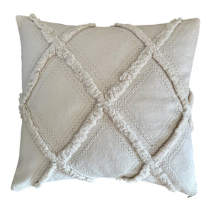Kissenhülle Boho Fransen - Beige -50 x 50 cm
