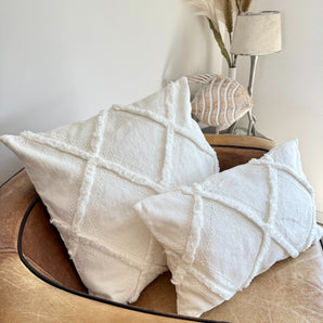 Kissenhülle Boho Fransen - Offwhite - 50 x 50 cm
