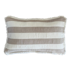 Kissenhülle Boho  Streifen Fransen- beige-weiss -30 x 50 cm