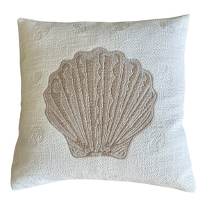 Kissenhülle Muschel - Anker - weiss-beige - 50 x 50 cm