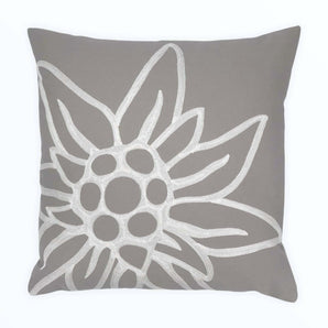 Kissenhülle Edelweiss taupe - Stickerei offwhite - 45 x 45 cm