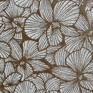 Tischset Rund Jute Natur - Flower Druck weiss - Ø 38 cm