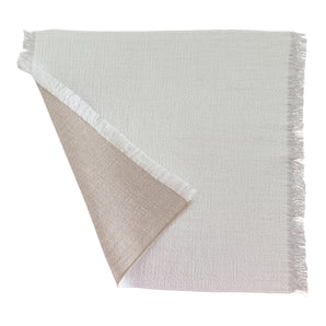 Serviette Boho Fransen- duplex - Weiss-Beige - 45 x 45 cm