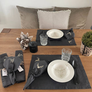 Serviette Hirsch dunkelgrau - 43 x 43 cm