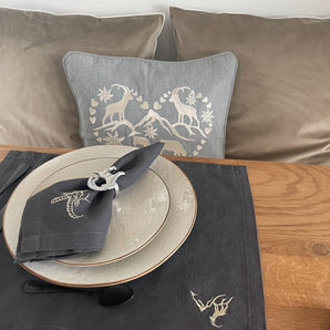 Serviette Steinbock dunkelgrau - 43 x 43 cm