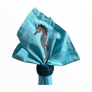 Serviettenringe Jute-Seil (2er Set) aqua-türkis Perlen