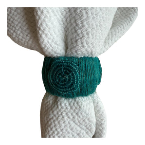 Serviettenringe Jute-Seil (2er Set) aqua-türkis Perlen