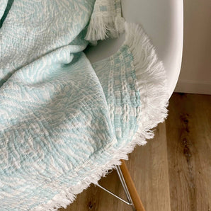 Tagesdecke Koralle Maritime Offwhite/Türkis 130 x 180 cm