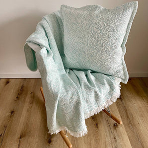 Tagesdecke Koralle Maritime Offwhite/Türkis 130 x 180 cm