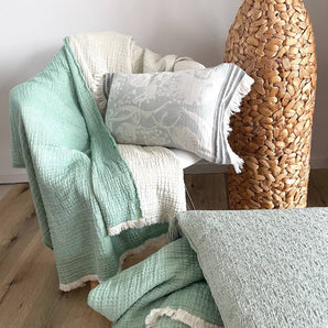 Tagesdecke Minty duplex Mint Offwhite 130 x 180 cm