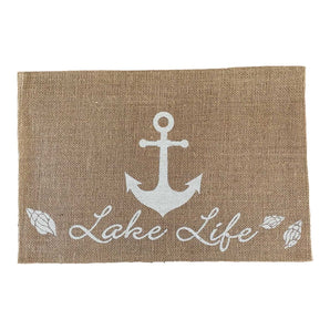 Tischset Jute natur - Lake Life Anker  45x30 cm