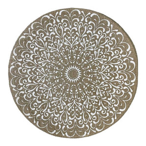 Tischset Rund Jute Natur - Vintage Druck - Ø 38