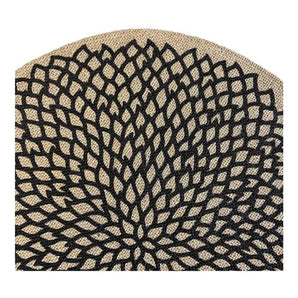 Tischset Rund Jute natur - floraler Druck schwarz - Ø 38 cm
