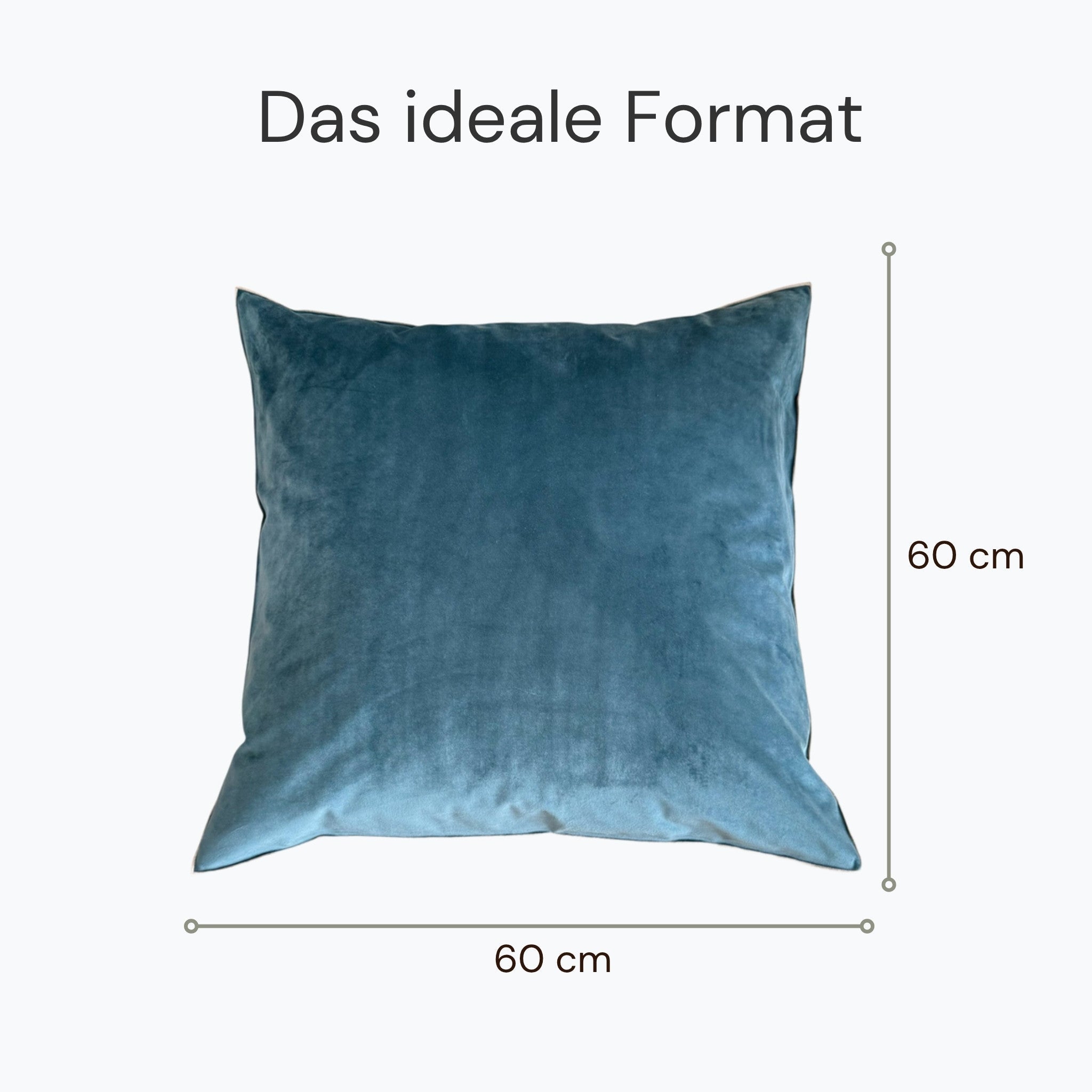 Kissenhülle Big Flauschi petrol taupe Bordüre 60x60 cm – WirLiebenKissen