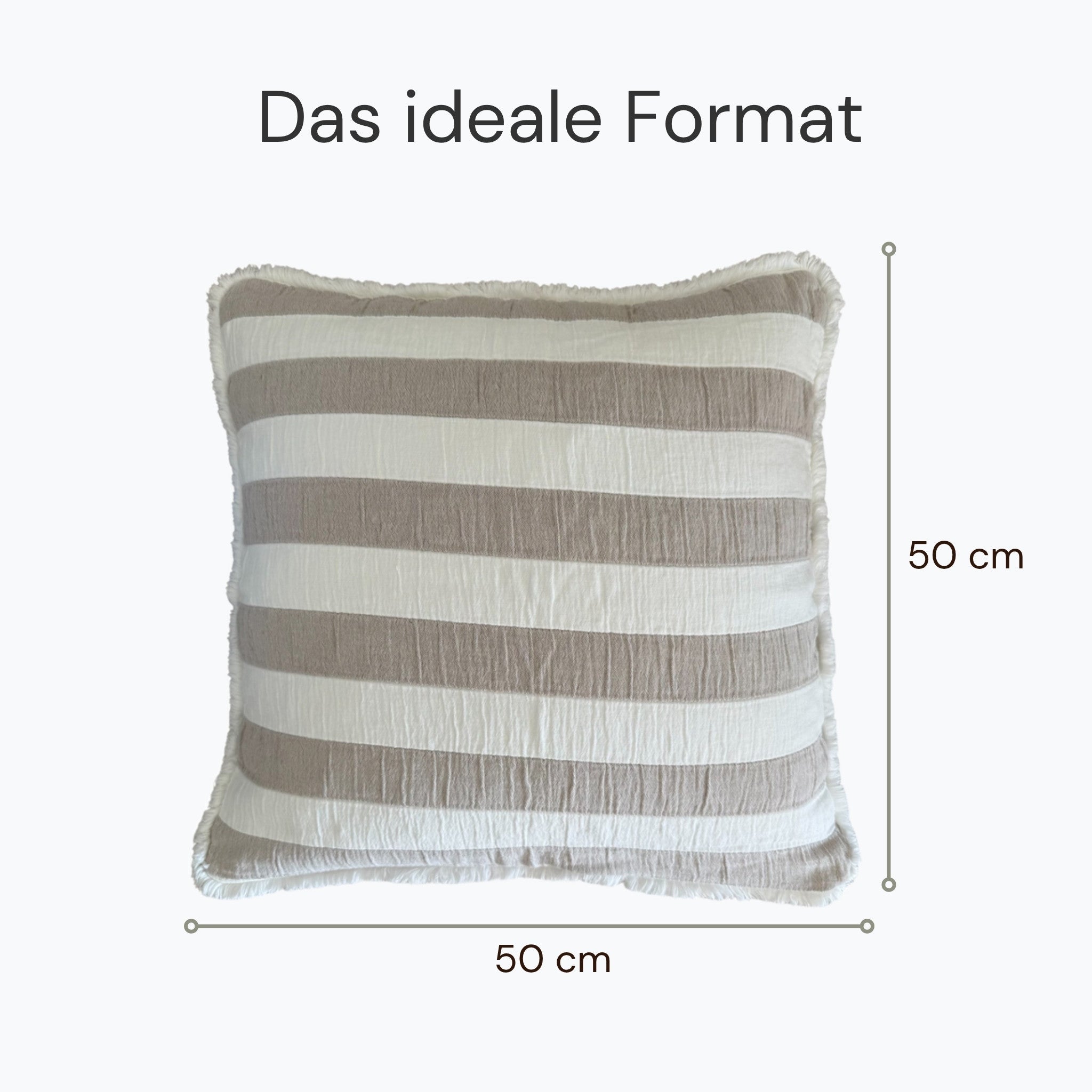 Kissenhülle Boho Streifen Fransen beige weiss 50x50 cm – WirLiebenKissen