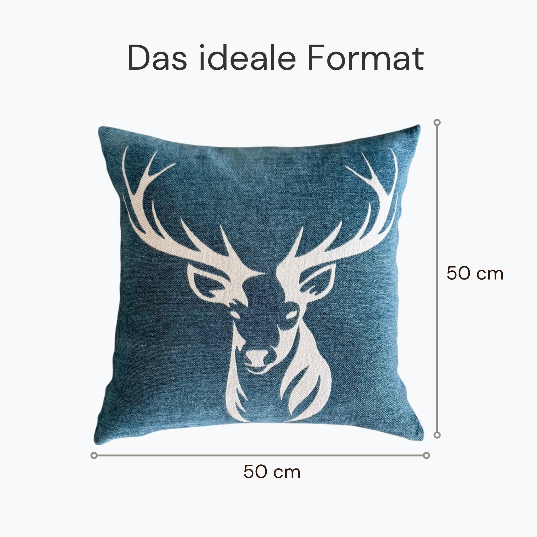 Kissenhülle Chenille dunkel petrol - Hirsch taupe