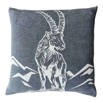 Kissenhülle Chenille grau meliert- Steinbock - 50 x 50 cm